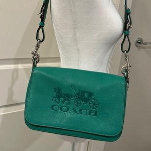 Coach green and navy blue crossbody purse